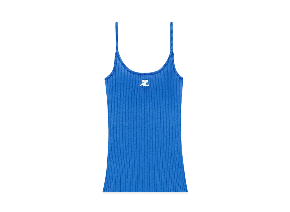 Courreges Reedition Rib Knit Tank Top "Blue"