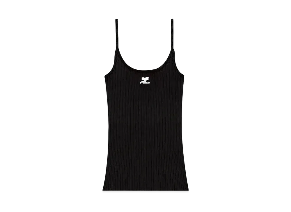 Courreges Reedition Rib Knit Tank Top "Black"