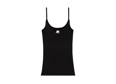 Courreges Reedition Rib Knit Tank Top "Black"