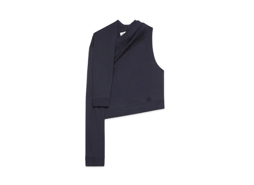 Courreges Asymmetric Off Shoulder Sweater "Black"