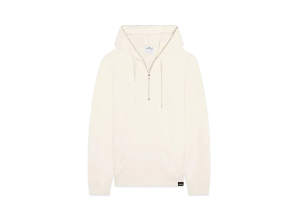 Courreges Zipped Fleece Hoodie "Natural Beige"