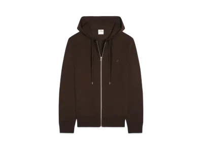 Courreges Zipped Wool Hoodie "Mud Brown"