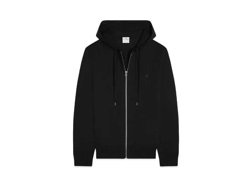 Courreges Zipped Wool Hoodie "Black"