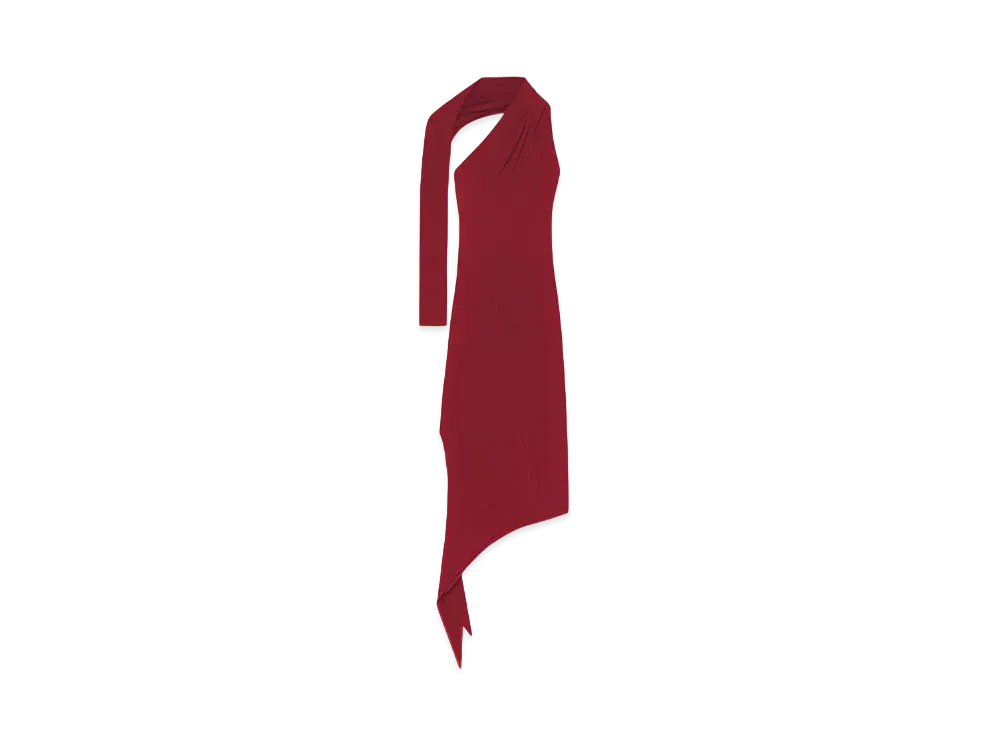 Courreges Long Slash Crepe Dress "Grenat"