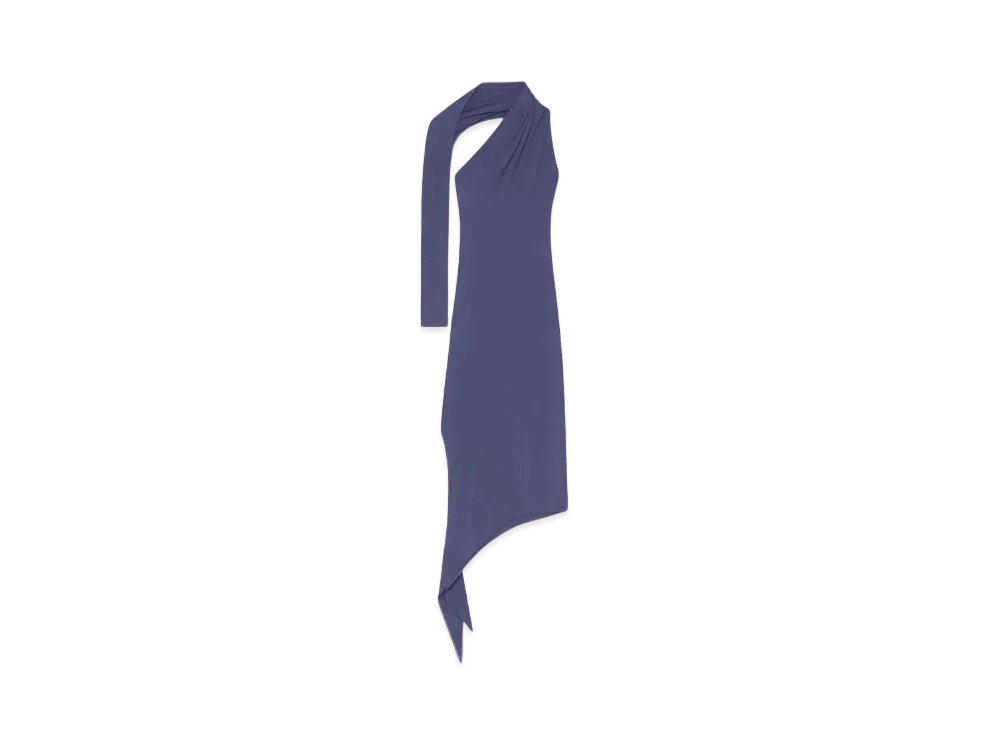 Courreges Long Slash Crepe Dress "Black/Natural"