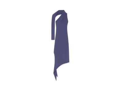Courreges Long Slash Crepe Dress "Black/Natural"