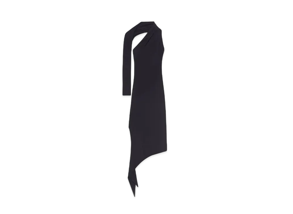 Courreges Long Slash Crepe Dress "Black"