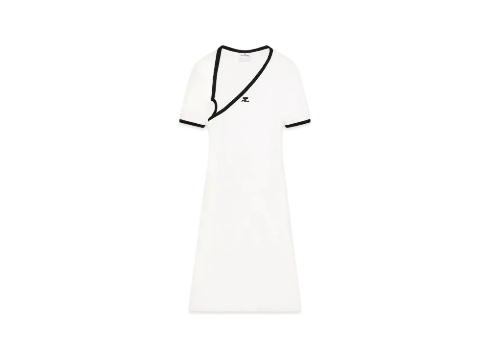 Courreges Mini Slash Contrast Dress "Heritage White/Black"