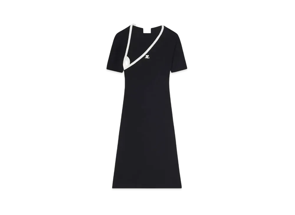 Courreges Mini Slash Contrast Dress "Black/Heritage White"