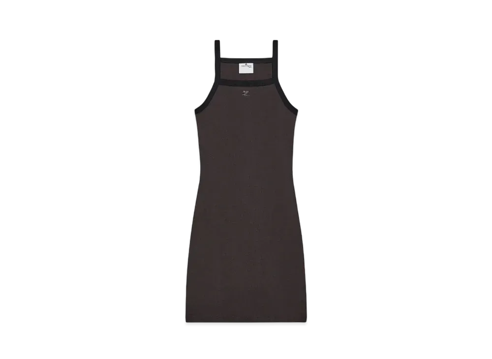 Courreges Contrast Mini Dres "Mud Brown/Black"