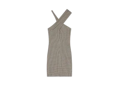 Courreges Criss Cross Mini Jersey Dress "Natural/Mud Brown"