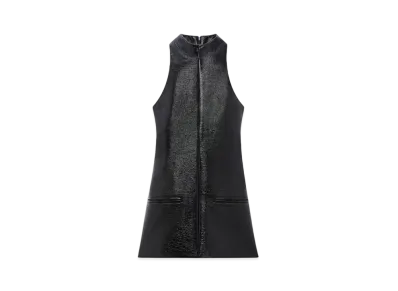 Courreges Sleeveless Vinyl A-Line Dress "Black"