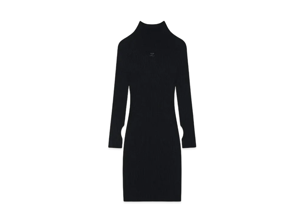 Courreges Solar Rib Mockneck Mini Dress "Black"