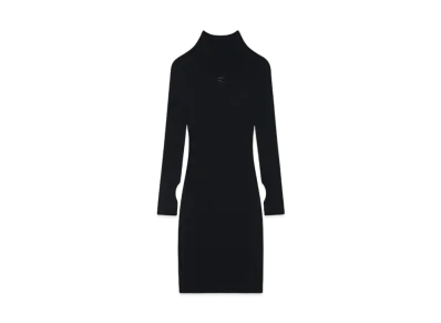 Courreges Solar Rib Mockneck Mini Dress "Black"