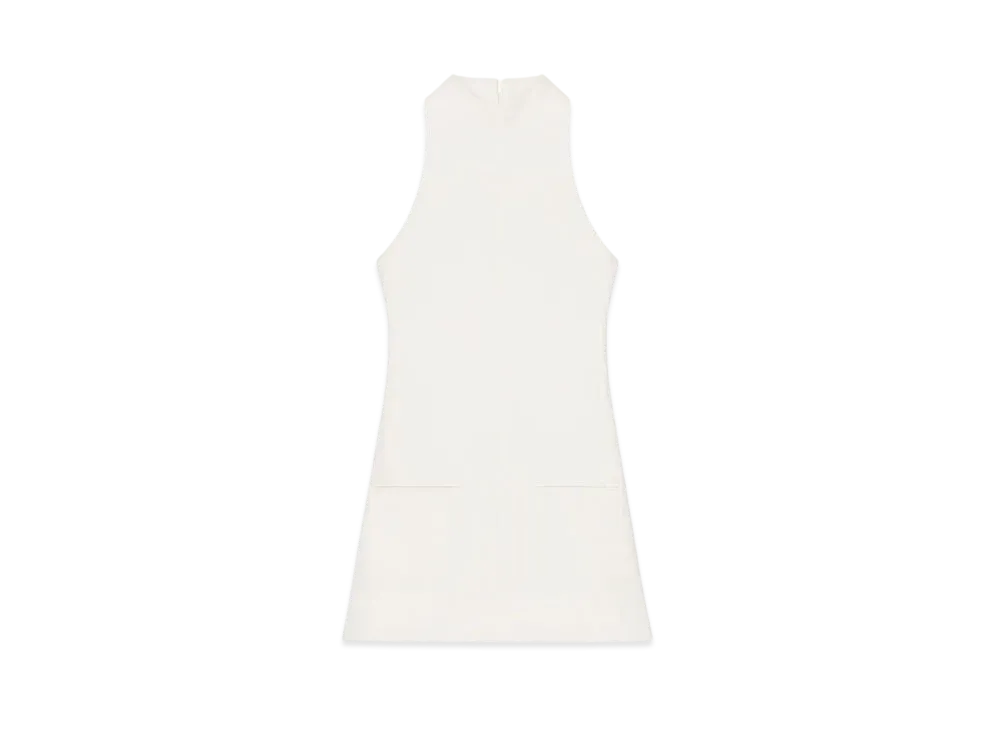 Courreges Sleeveless Twill A-Line Dress "Heritage White"