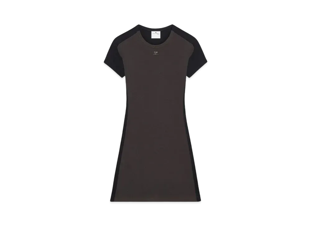 Courreges Contrast Frame Mini Dress "Mud Brown/Black"
