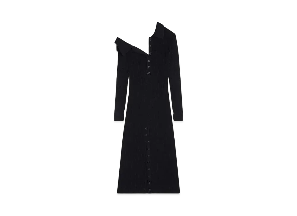 Courreges Multi-Button Midi Wool Dress "Black"