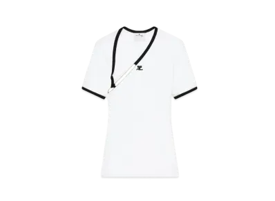 Courreges Slash Contrast T-Shirt "Heritage White/Black"