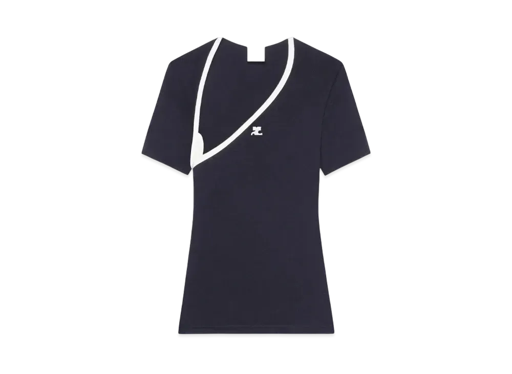 Courreges Slash Contrast T-Shirt "Black/Heritage White"