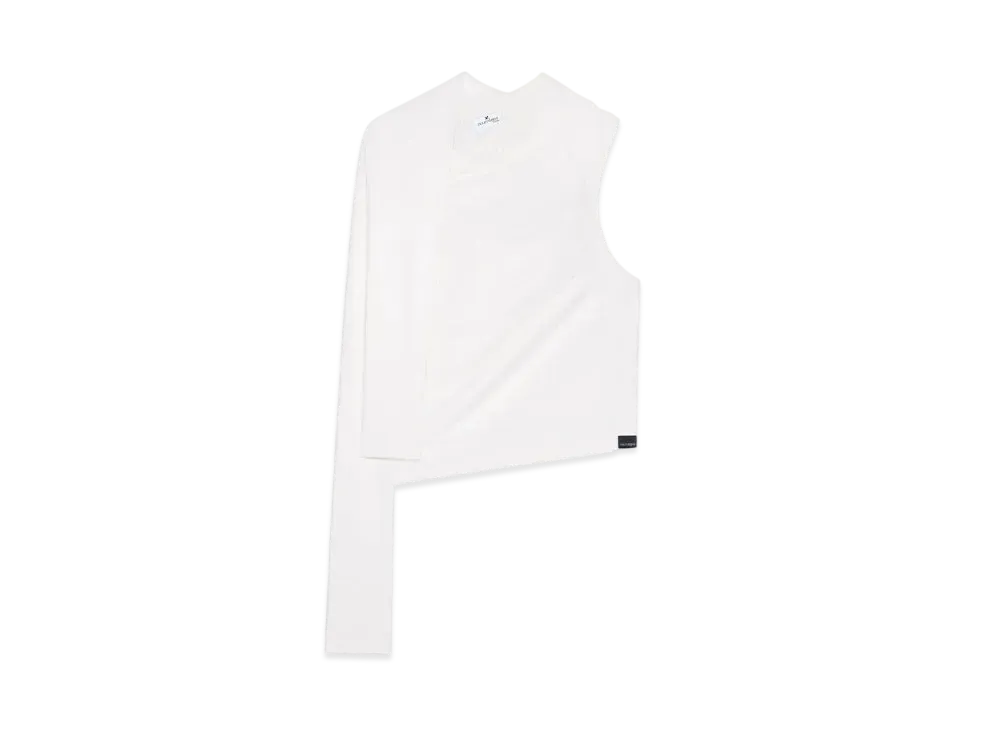 Courreges Asymmetric Off Shoulder T-Shirt "Heritage White"