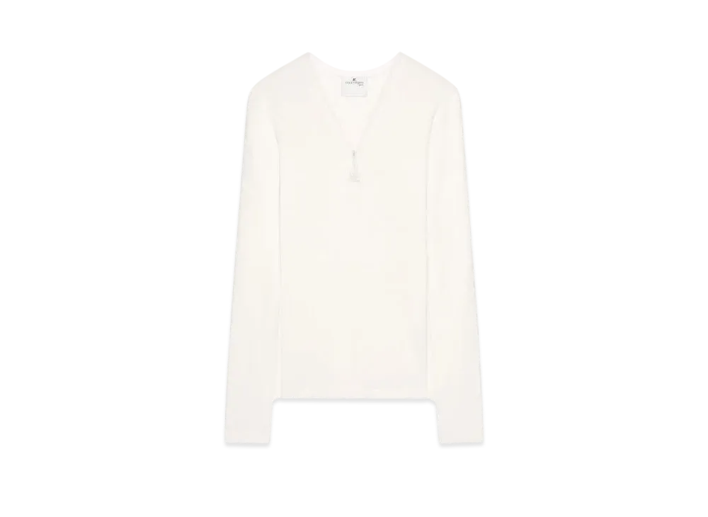 Courreges 90'S Zip Neck T-Shirt "Heritage White"