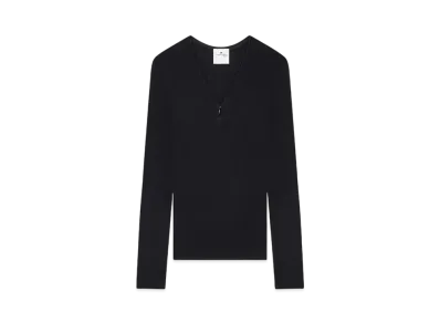 Courreges 90'S Zip Neck T-Shirt "Black"