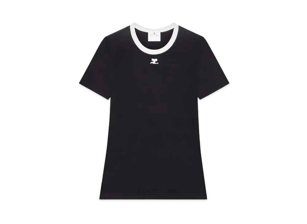 Courreges Signature Contrast T-Shirt "Black/Heritage White"