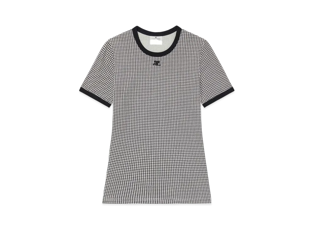 Courreges Signature Contrast T-Shirt "Houndstooth White/Black"