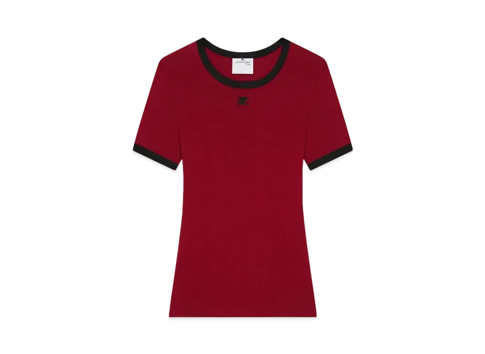 Courreges Signature Contrast T-Shirt "Grenat"
