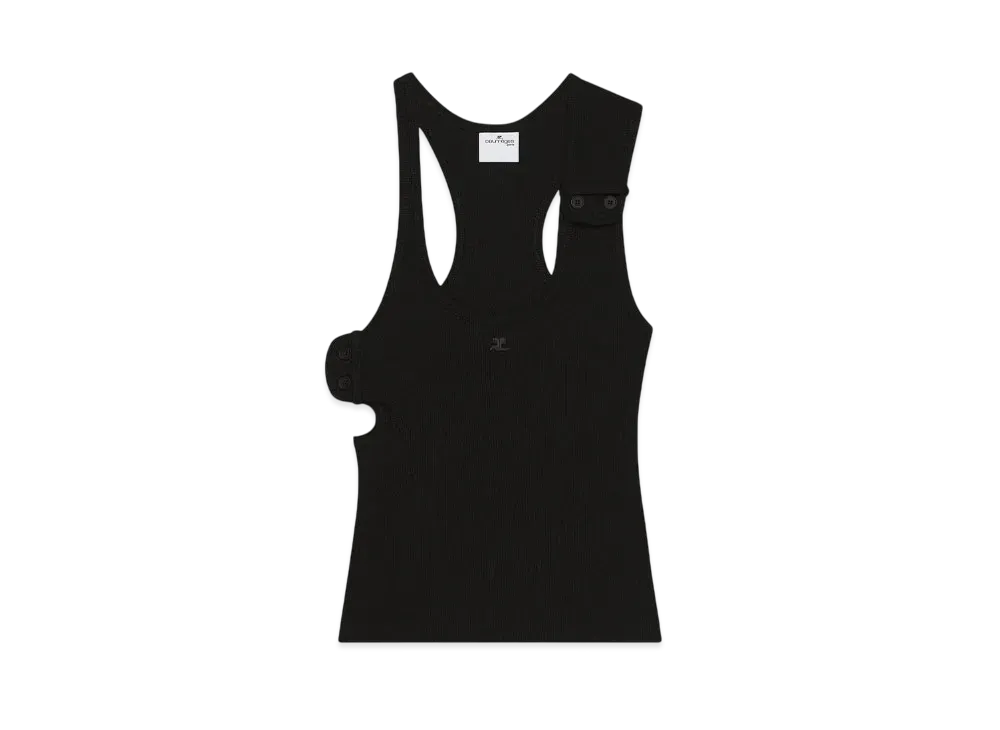 Courreges 90'S Rib Tank Top "Black"