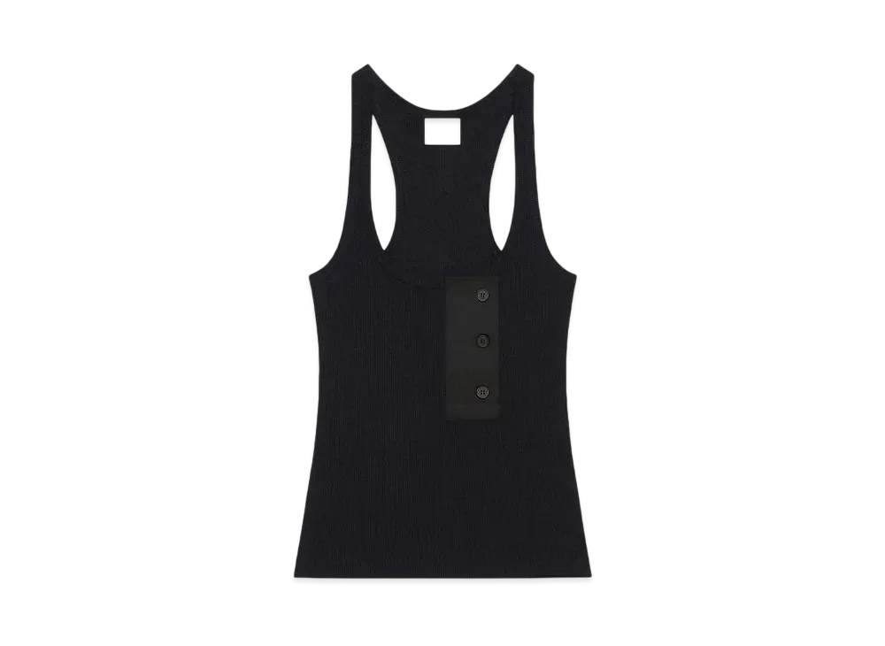 Courreges Oblique 90'S Rib Tank Top "Black"