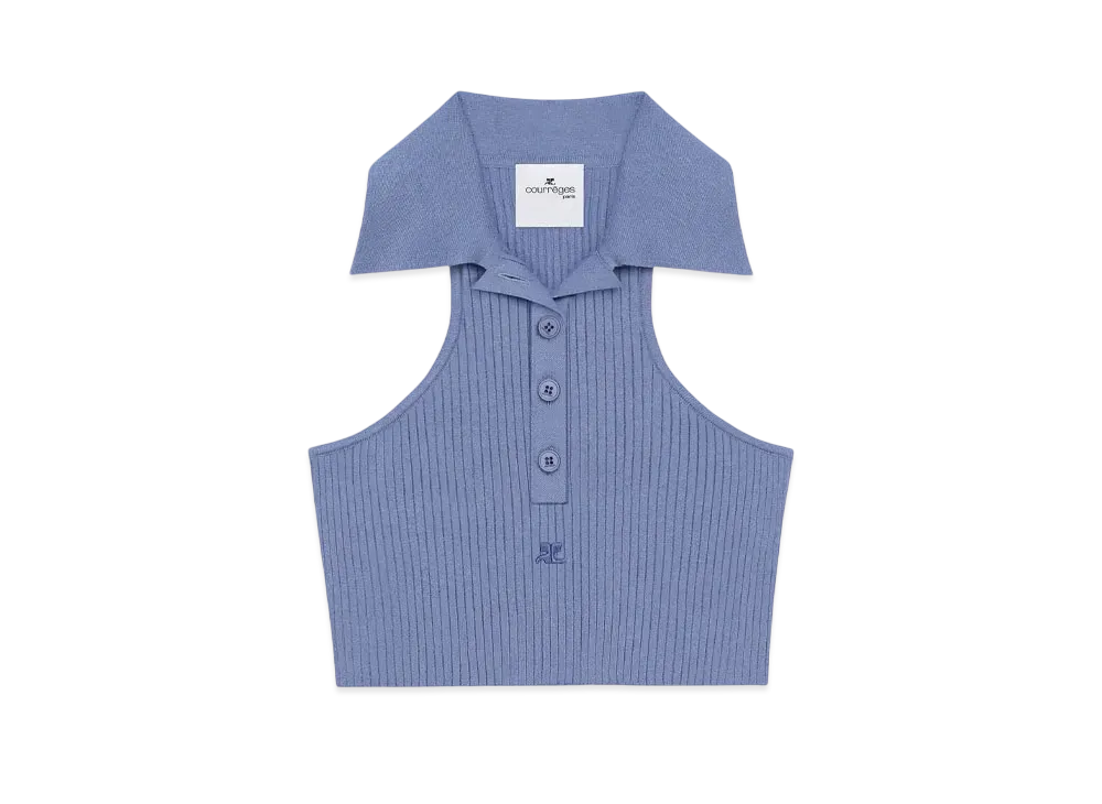 Courreges Scuba Knit Top "Dusk Blue"