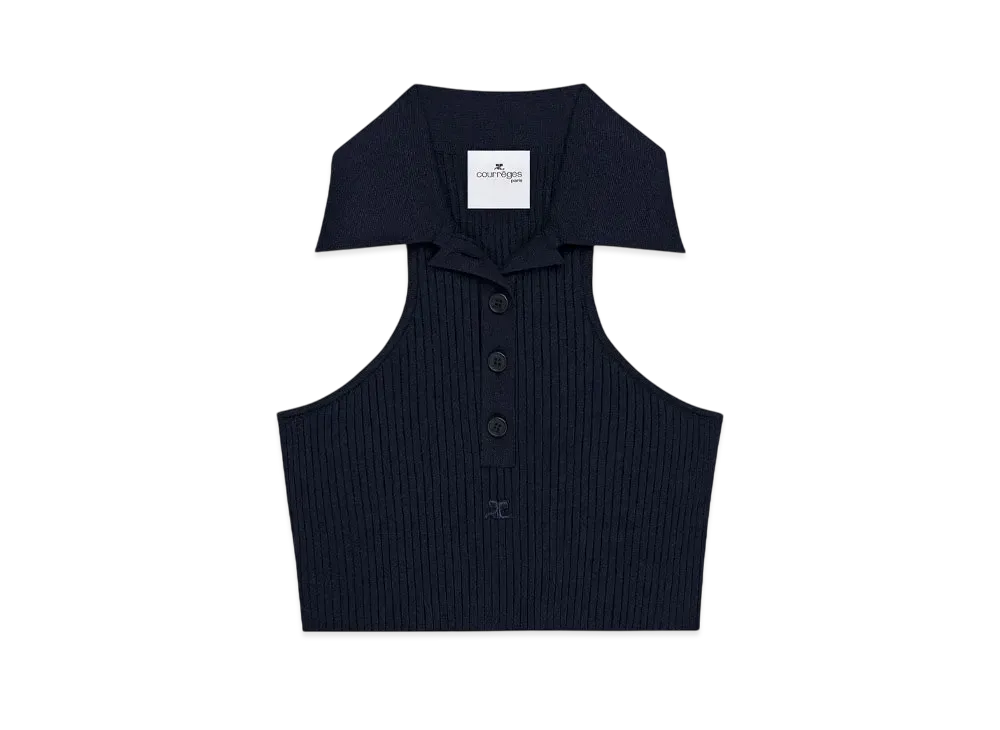 Courreges Scuba Knit Top "Black"