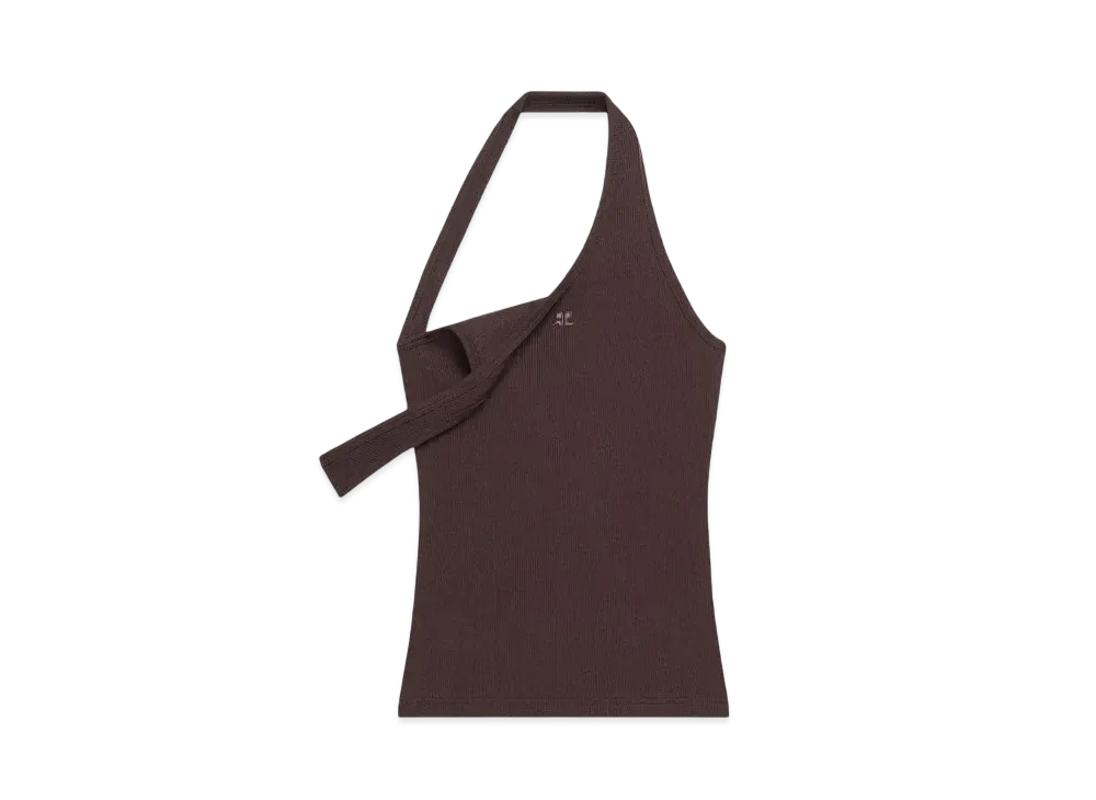 Courreges Asymmetric Rib 90'S Tank Top "Chocolate"