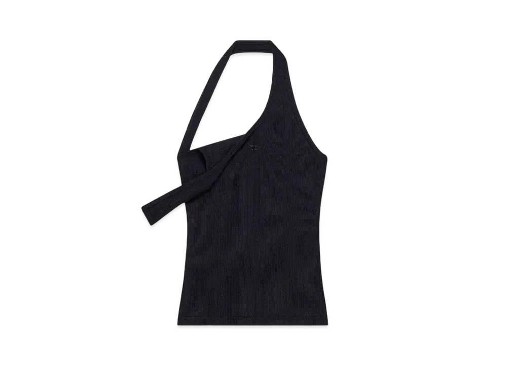 Courreges Asymmetric Rib 90'S Tank Top "Black"