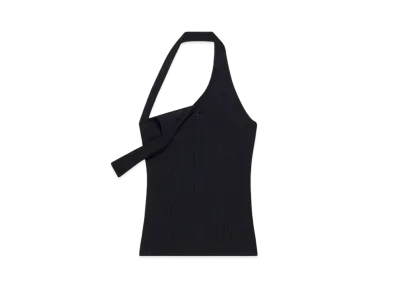 Courreges Asymmetric Rib 90'S Tank Top "Black"