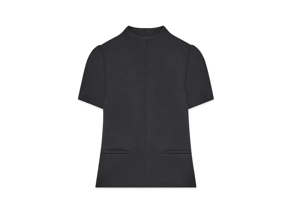 Courreges High Collar Twill Top "Black"