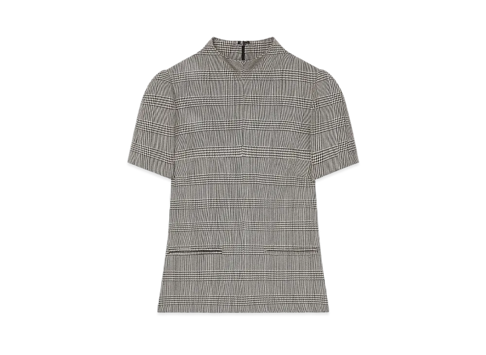 Courreges High Collar Prince Of Wales Top "Sand/Mud Brown"