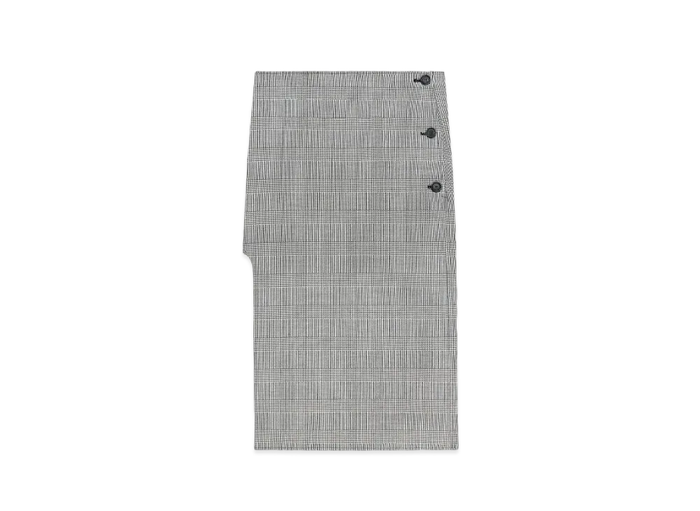 Courreges Oblique Prince Of Wales Midi Skirt "Black/Natural"