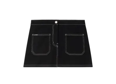 Courreges 2-Pocket Topstitched Denim Mini Skirt "Black/Heritage White"
