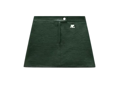 Courreges Reedition Vinyl Mini Skirt "Dark Green"