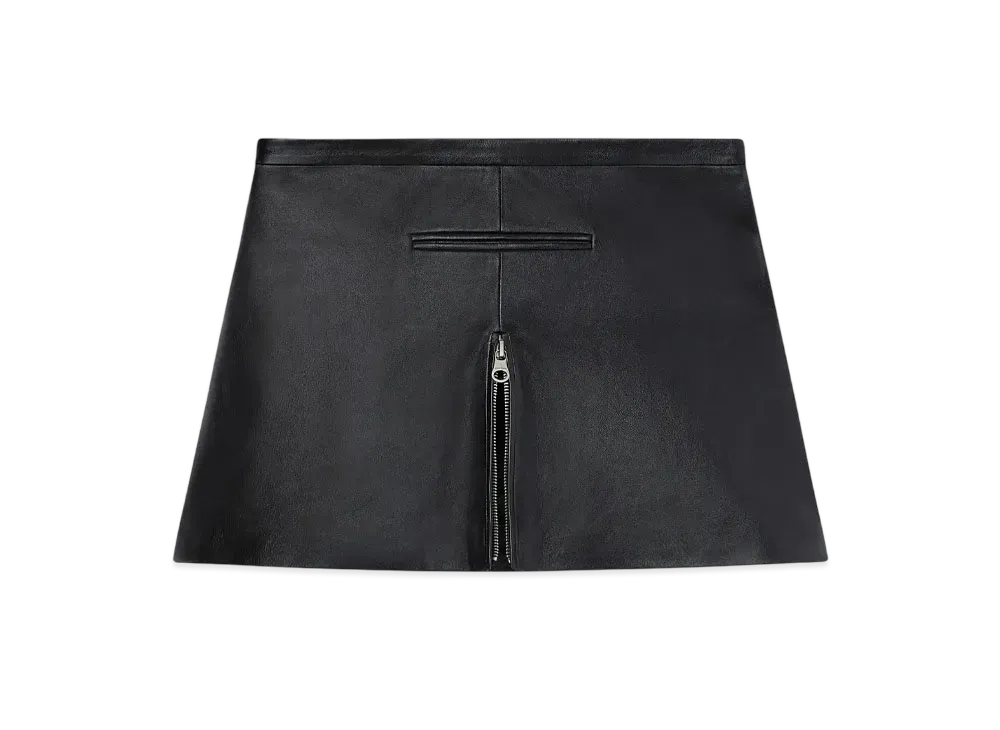 Courreges Tailored Zipped Leather Mini Skirt "Black"