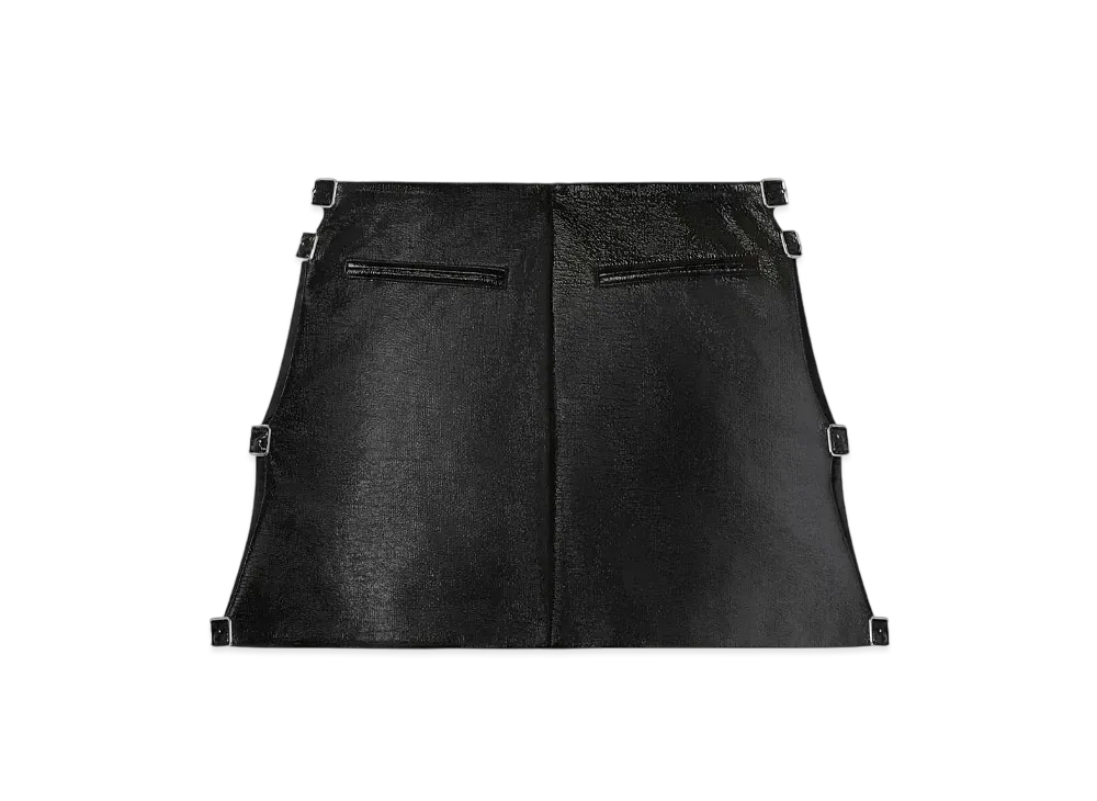 Courreges Multi-Buckle Vinyl Mini Skirt "Black"