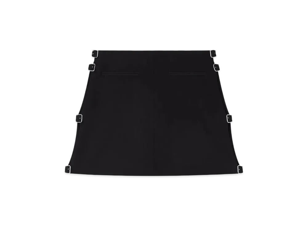 Courreges Multi-Buckle Wool Mini Skirt "Black"
