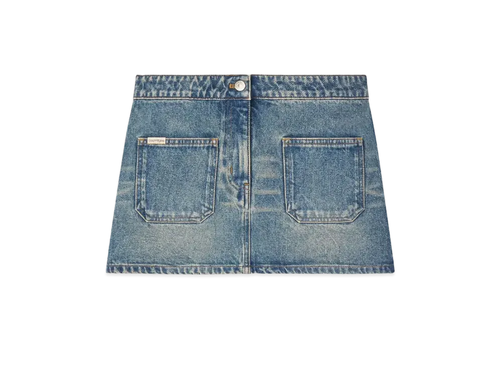 Courreges 2-Pocket Denim Mini Skirt "Vintage Medium Blue"
