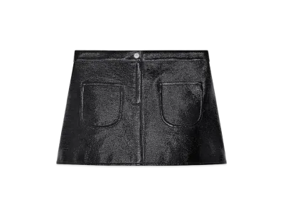 Courreges 2-Pocket Vinyl Mini Skirt "Black"
