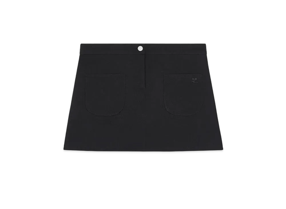 Courreges 2-Pocket Twill Mini Skirt "Black"