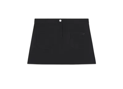 Courreges 2-Pocket Twill Mini Skirt "Black"
