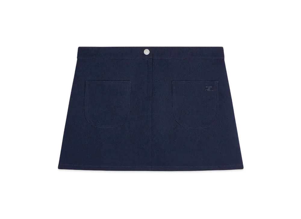 Courreges 2-Pocket Twill Mini Skirt "Navy"