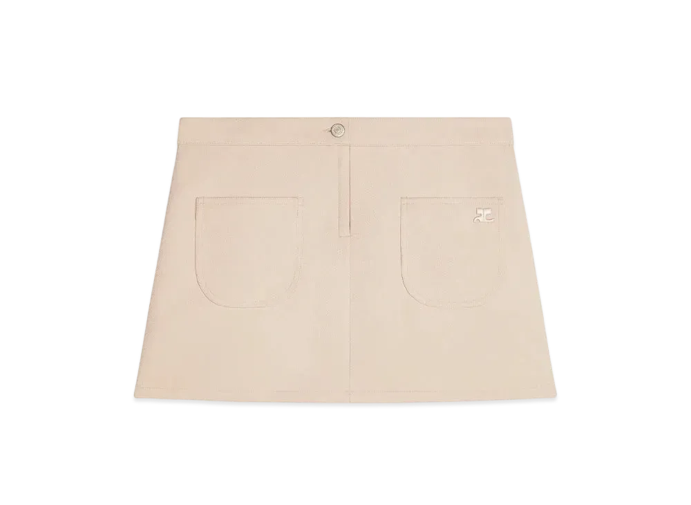 Courreges 2-Pocket Twill Mini Skirt "Sand"